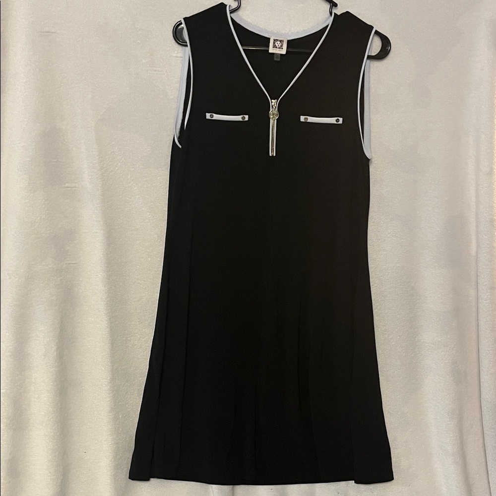 Anne Klein Black Sleeveless Mini Dress with White Accents - Picture 2 of 6